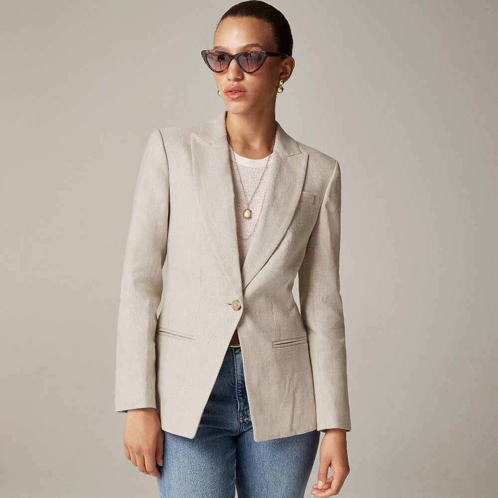J. Crew Alexandra blazer in stretch linen blend Ivory Size 00 New With Tag